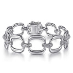 925 Sterling Silver Pavé Bujukan And Cushion Shape Link Chain Bracelet-Gabriel & Co.-Renee Taylor Gallery