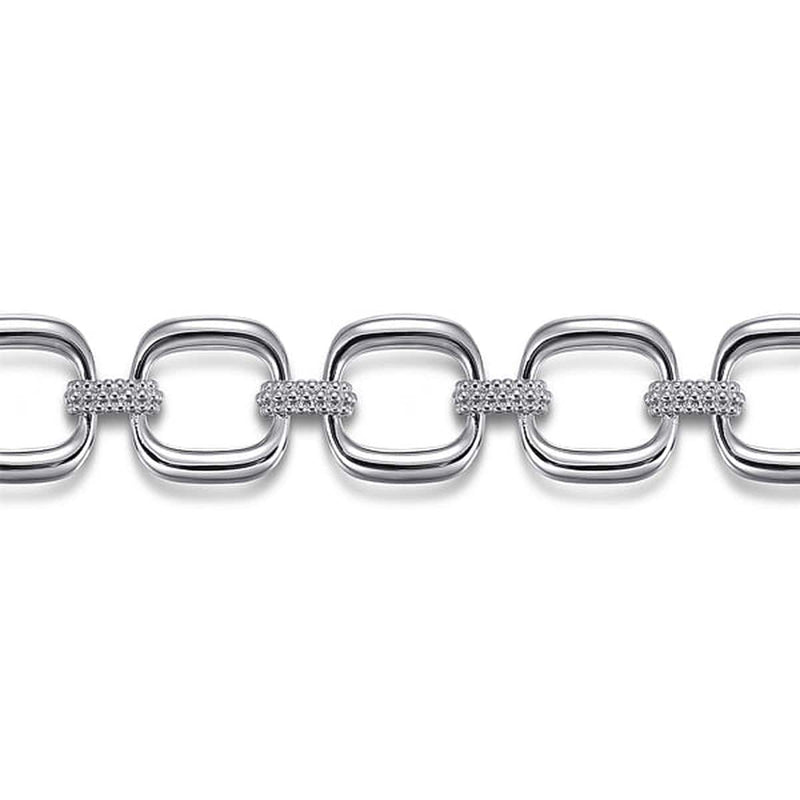 925 Sterling Silver Pavé Bujukan And Cushion Shape Link Chain Bracelet-Gabriel & Co.-Renee Taylor Gallery