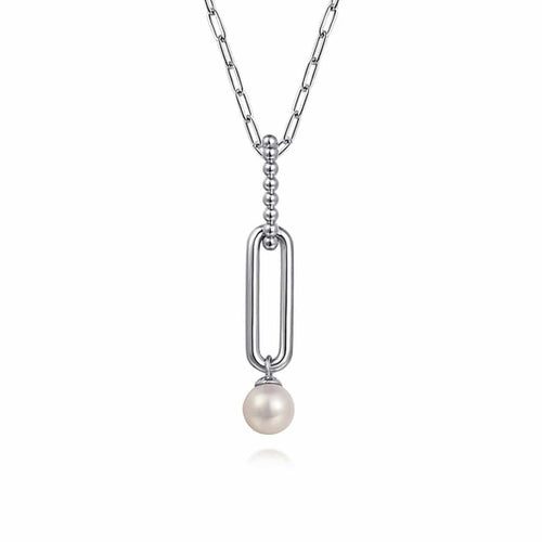 925 Sterling Silver Pearl Bujukan Drop Necklace-Gabriel & Co.-Renee Taylor Gallery