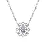 925 Sterling Silver Round Filigree White Sapphire Pendant Necklace - NK4333SVJWS-Gabriel & Co.-Renee Taylor Gallery