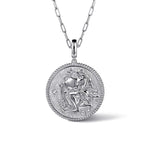 925 Sterling Silver White Sapphire Bujukan Aquarius Medallion Pendant-Gabriel & Co.-Renee Taylor Gallery