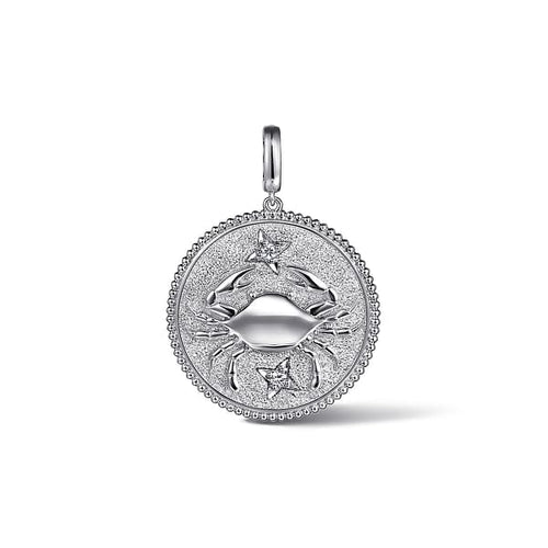 925 Sterling Silver White Sapphire Bujukan Cancer Medallion Pendant - PT7598SVJWS-Gabriel & Co.-Renee Taylor Gallery