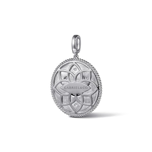 925 Sterling Silver White Sapphire Bujukan Cancer Medallion Pendant - PT7598SVJWS-Gabriel & Co.-Renee Taylor Gallery