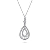 925 Sterling Silver Octagon White Sapphire Bujukan Drop Pendant Necklace-Gabriel & Co.-Renee Taylor Gallery