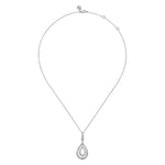 925 Sterling Silver Octagon White Sapphire Bujukan Drop Pendant Necklace-Gabriel & Co.-Renee Taylor Gallery