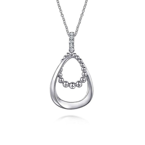 925 Sterling Silver White Sapphire Bujukan Pendant Drop Necklace-Gabriel & Co.-Renee Taylor Gallery