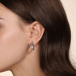 925 Sterling Silver White Sapphire Link Chain Hoop Earrings-Gabriel & Co.-Renee Taylor Gallery