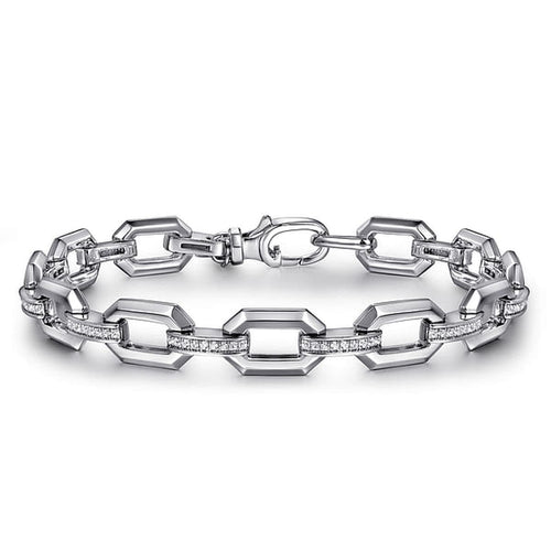 925 Sterling Silver White Sapphire Link Chain Tennis Bracelet-Gabriel & Co.-Renee Taylor Gallery