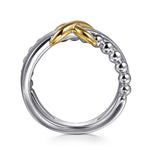 925 Sterling Silver and 14K Yellow Gold Bujukan Criss Cross Ring - LR52760MZJJJ-Gabriel & Co.-Renee Taylor Gallery