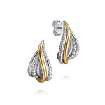 925 Sterling Silver and 14K Yellow Gold Bujukan Multiple Row J Hoop Earrings - EG15302MZJJJ-Gabriel & Co.-Renee Taylor Gallery