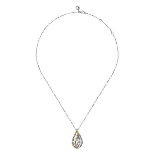 925 Sterling Silver and 14K Yellow Gold Bujukan Multiple Row Teardrop Pendant Necklace - NK7782MZJJJ-Gabriel & Co.-Renee Taylor Gallery