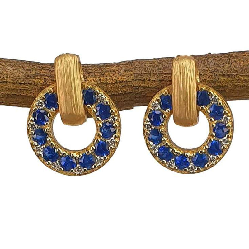 14K Gold, Blue Sapphire & Diamond Earrings - M9303-Marika-Renee Taylor Gallery