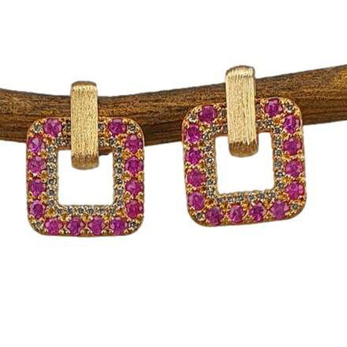 Marika 14K Gold, Pink Sapphire & Diamond Earrings M9318-Marika-Renee Taylor Gallery