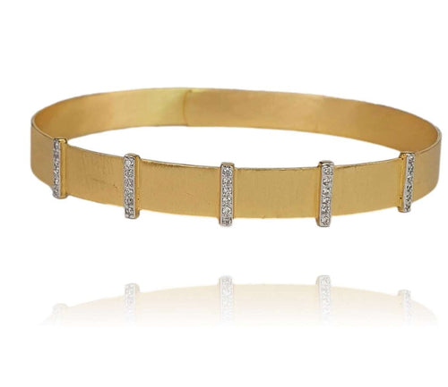 14K Gold, Diamond Bar Accent Bangle Bracelet - M9787-Marika-Renee Taylor Gallery