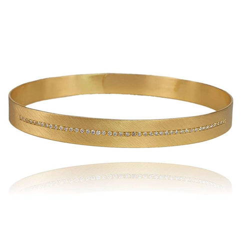 14K Gold Brushed Diamond Pavé Bangle - M9789-Marika-Renee Taylor Gallery