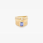 Gold Band Ring with Tanzanite and Diamonds - A2036TZ-Misani Milano-Renee Taylor Gallery