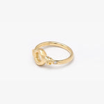 18kt Yellow Gold Ring with Side-Set Diamond and Circular Front Detail - A2039-Misani Milano-Renee Taylor Gallery