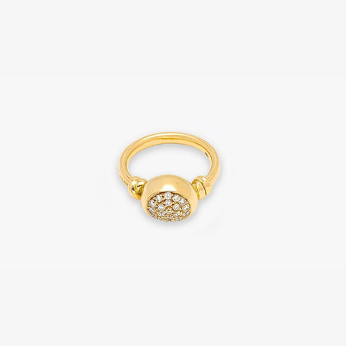 18kt Gold Ring with Nugget and White Diamond Pavé - A2040-Misani Milano-Renee Taylor Gallery