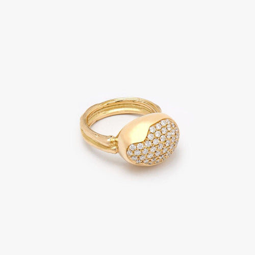 18K Gold Ring with a Pave of White Diamonds-Misani Milano-Renee Taylor Gallery