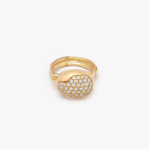 18K Gold Ring with a Pave of White Diamonds-Misani Milano-Renee Taylor Gallery