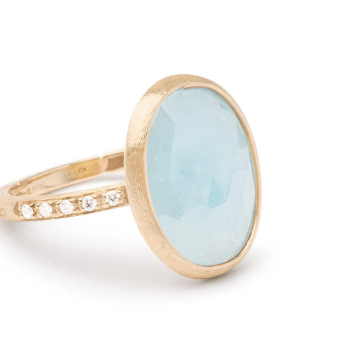 18K Siviglia Aquamarine & Diamond Ring - AB610-B AQ01 Y-Marco Bicego-Renee Taylor Gallery