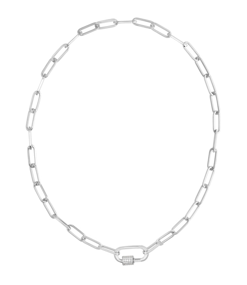 Silver White CZ Carabiner Necklace-Royal Chain-Renee Taylor Gallery