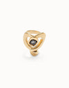 18k Gold-Plated Ring with Large Heart and Central Black Crystal - ANI0842NGRORO-UNO de 50-Renee Taylor Gallery