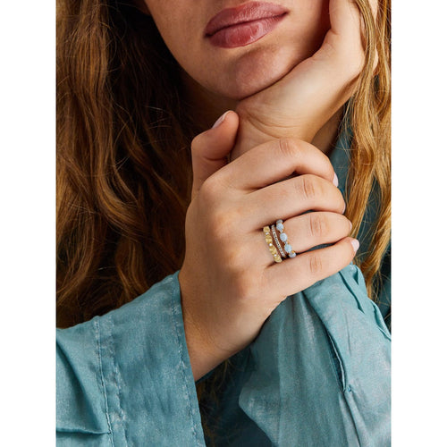 "Azure" Gold, Diamonds and Aquamarine Triple-Band Ring-Nanis-Renee Taylor Gallery