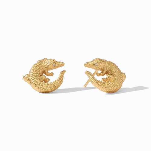 Alligator Stud Earrings - Gold-Julie Vos-Renee Taylor Gallery