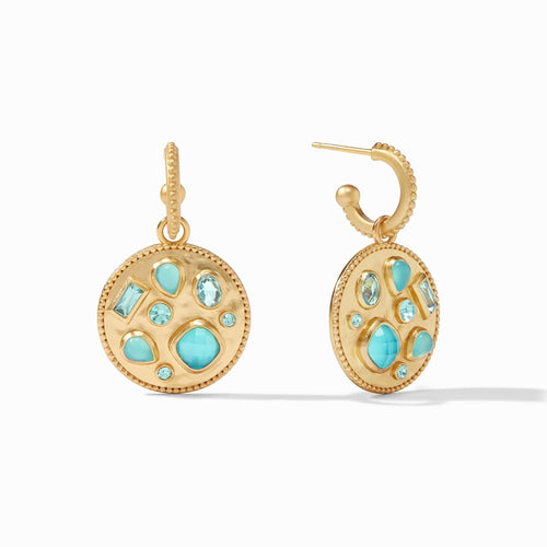 Antonia Mosaic Hoop & Charm Earrings - Iridescent Bahamian Blue-Julie Vos-Renee Taylor Gallery