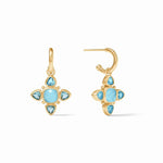 Aquitaine Hoop & Charm Earrings - Iridescent Capri Blue-Julie Vos-Renee Taylor Gallery