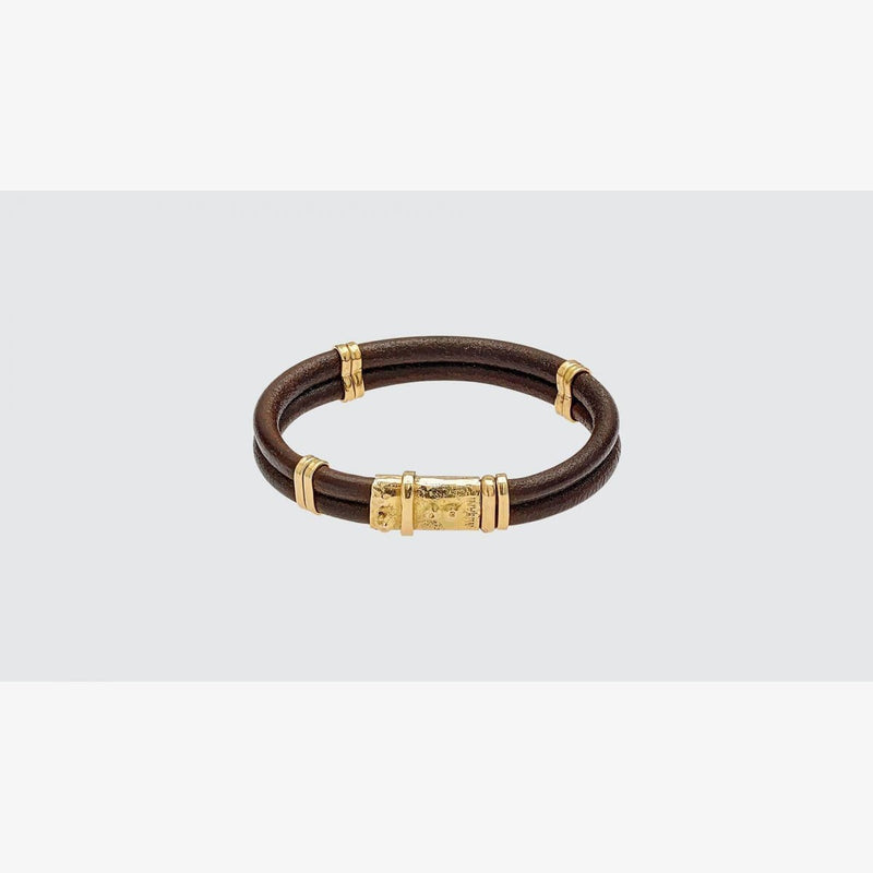 Double Band Leather Bracelet with Gold Elements - B114-Misani Milano-Renee Taylor Gallery