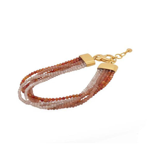 2mm, 6 Strand, Carnelian, Moonstone, Zircon, 24 Kt Gold Vermeil Bracelet-Joyla-Renee Taylor Gallery