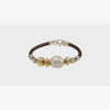 Leather Bracelet w/ Gold Elements, Silver and Baroque Pearl - B2003-Misani Milano-Renee Taylor Gallery