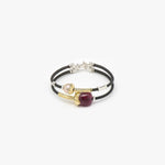 3mm Leather Double Bracelet with 18K Gold, Ruby, Natural Pearl and Silver Elements-Misani Milano-Renee Taylor Gallery