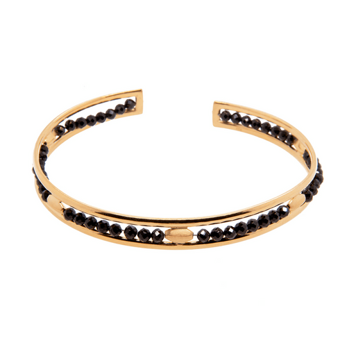 Bliss Black Spinel Cuff Bracelet-Joyla-Renee Taylor Gallery