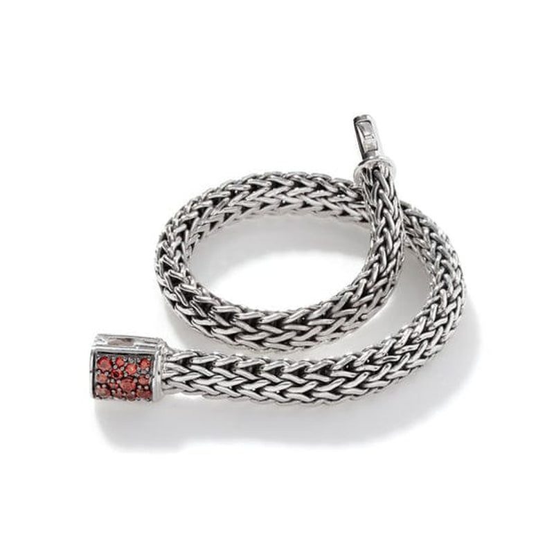 Icon Bracelet, Sterling Silver, Garnet Pavé, 6.5MM - BBS90422RVBLS2GA-John Hardy-Renee Taylor Gallery