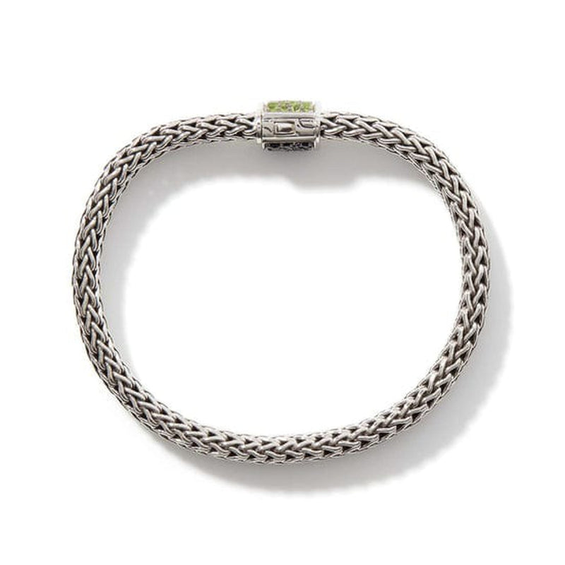 Icon Bracelet, Sterling Silver, Peridot Pavé, 6.5MM - BBS90422RVBLS2PE-John Hardy-Renee Taylor Gallery