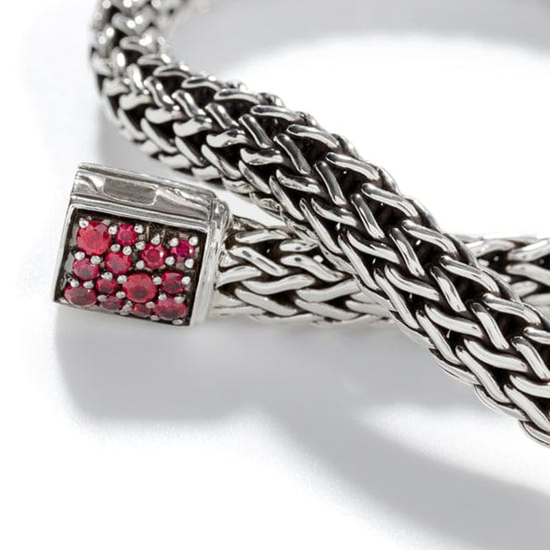 Icon Bracelet, Sterling Silver, Treated Ruby Pavé, 6.5MM - BBS90422RVBLS2RB-John Hardy-Renee Taylor Gallery