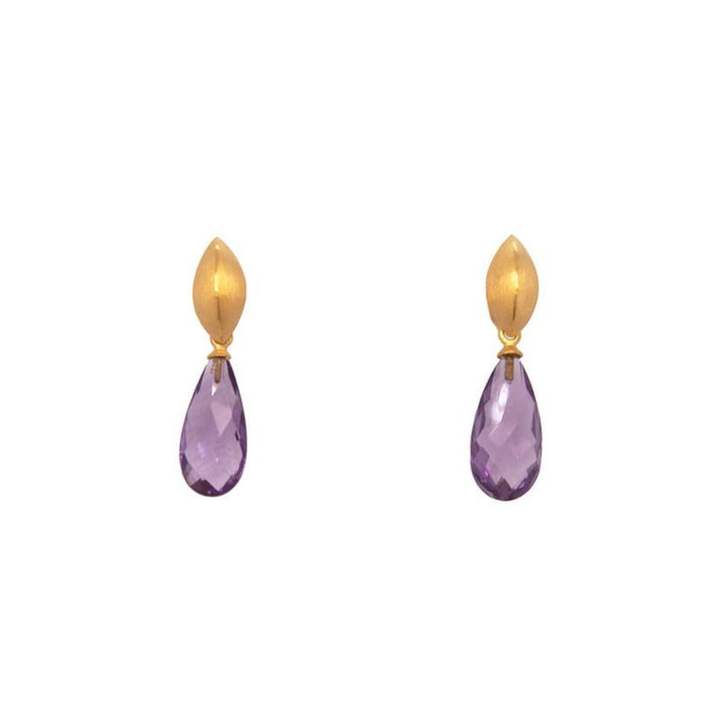 Bliss Drop Amethyst 24K Gold Vermeil Earrings-Joyla-Renee Taylor Gallery