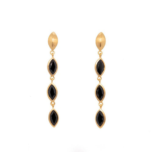 Bliss 3 Stone Black Spinel Earrings-Joyla-Renee Taylor Gallery