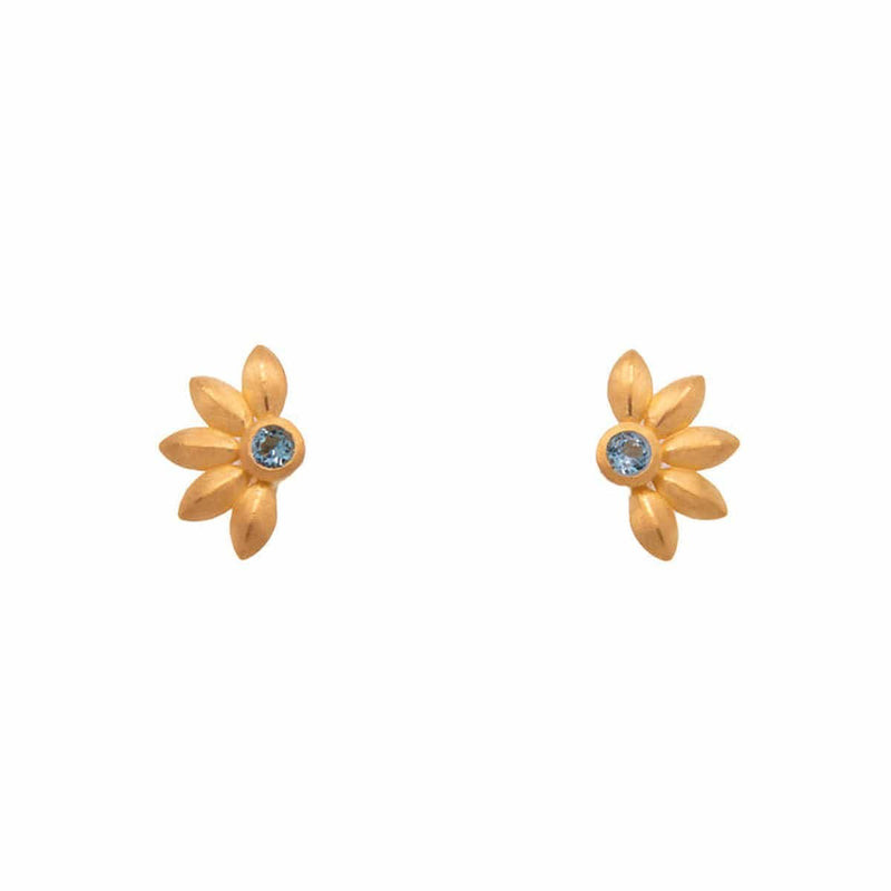 Bliss Flower Sky Blue Topaz Earrings 24K Gold Vermeil-Joyla-Renee Taylor Gallery