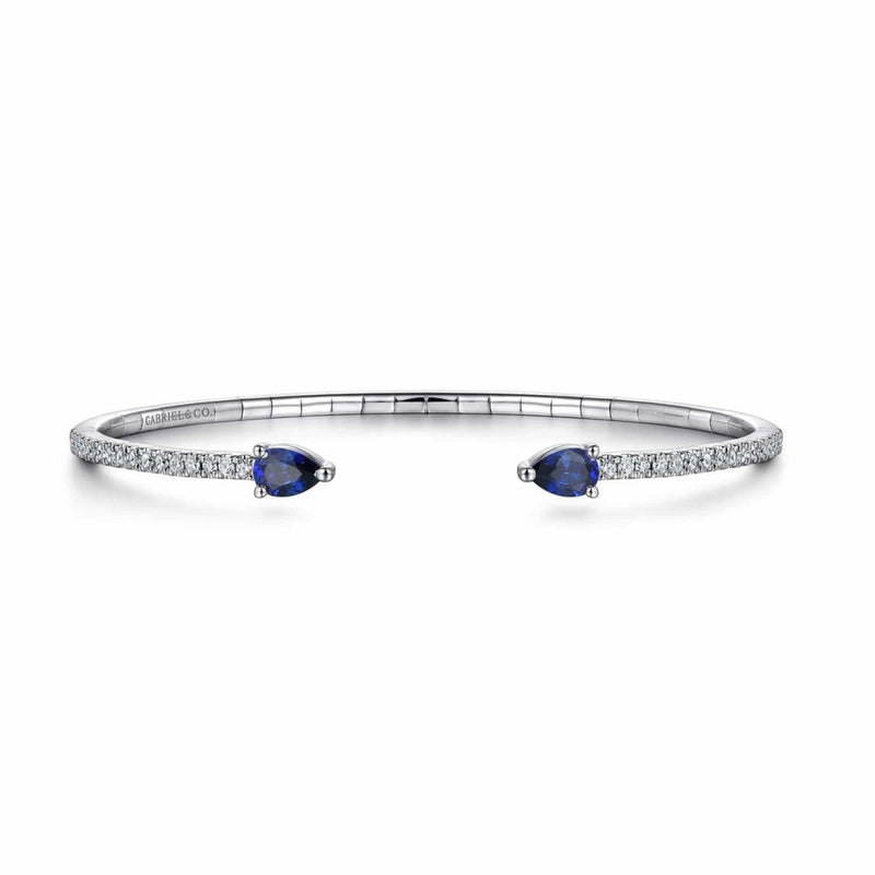 14K White Gold Arrow Sapphire and Diamond Cuff Bracelet - BG4770-62W45SF-Gabriel & Co.-Renee Taylor Gallery