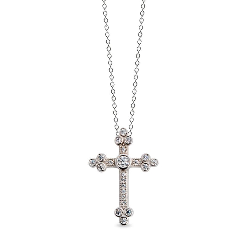 Micropave Cross Pendant with Ornate Ends - BL2125N-Kelly Waters-Renee Taylor Gallery