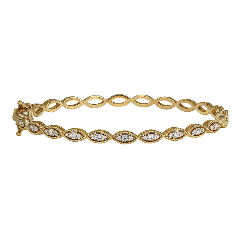 Gold Vermeil Finish Micropave Three Stone Marquis Bangle - BL2304BG-Kelly Waters-Renee Taylor Gallery