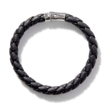 Leather Bamboo Station Bracelet, Silver - BM5161BL-John Hardy-Renee Taylor Gallery