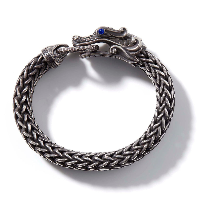 Legends Naga Hammered Dark Silver & Blue Sapphire Reticulated Dragon Bracelet - BMS60295BSP-John Hardy-Renee Taylor Gallery