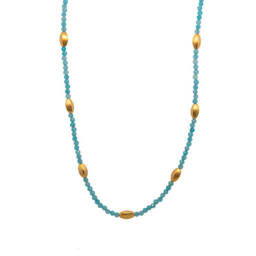 Bliss Necklace Amazonite 24K Gold Vermeil-Joyla-Renee Taylor Gallery