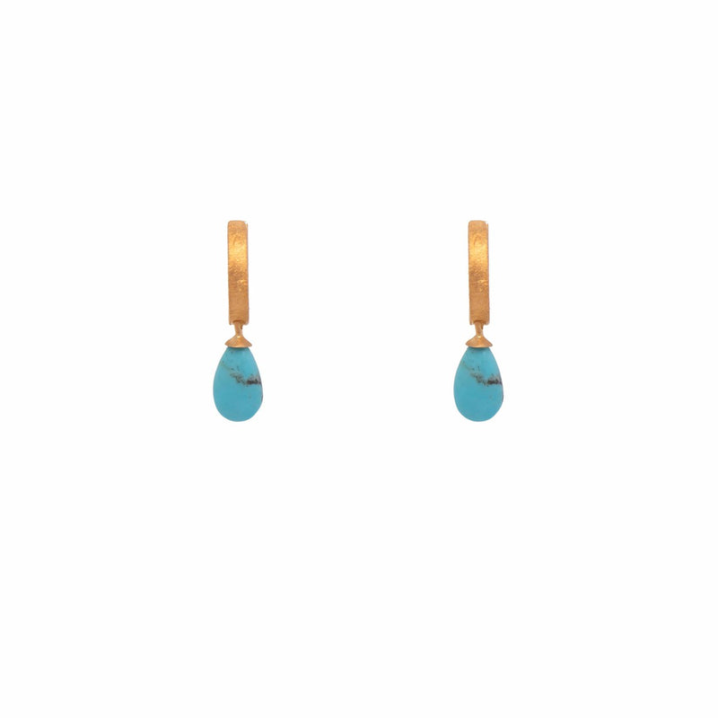 Huggies Turquoise 24K Gold Vermeil Huggie Earrings-Joyla-Renee Taylor Gallery