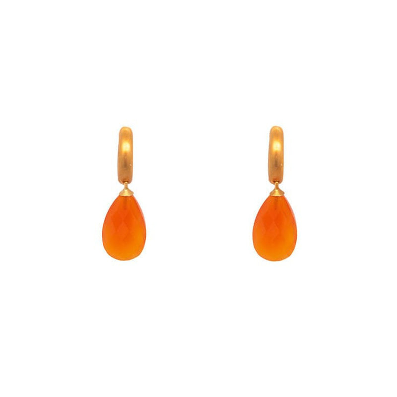 Carnelian 24K Gold Vermeil Huggie Earrings-Joyla-Renee Taylor Gallery